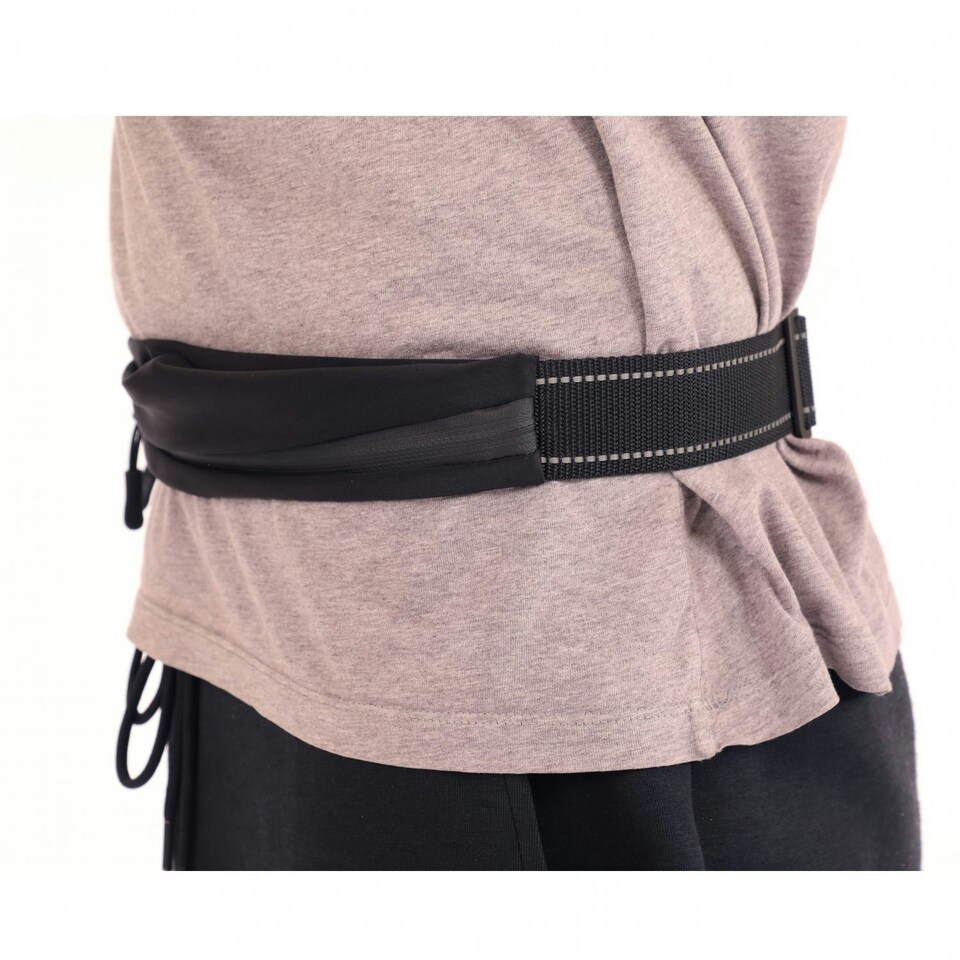 image 1 of Oypla Adjustable Double Pocket Waist Running Jogging Belt Bag Gym Pouch Phone Holder Black