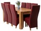 image 1 of Kuba 180 x 90 cm Chunky Oak Dining Table and 8 Lola Leather Chairs | Red | Red | 1