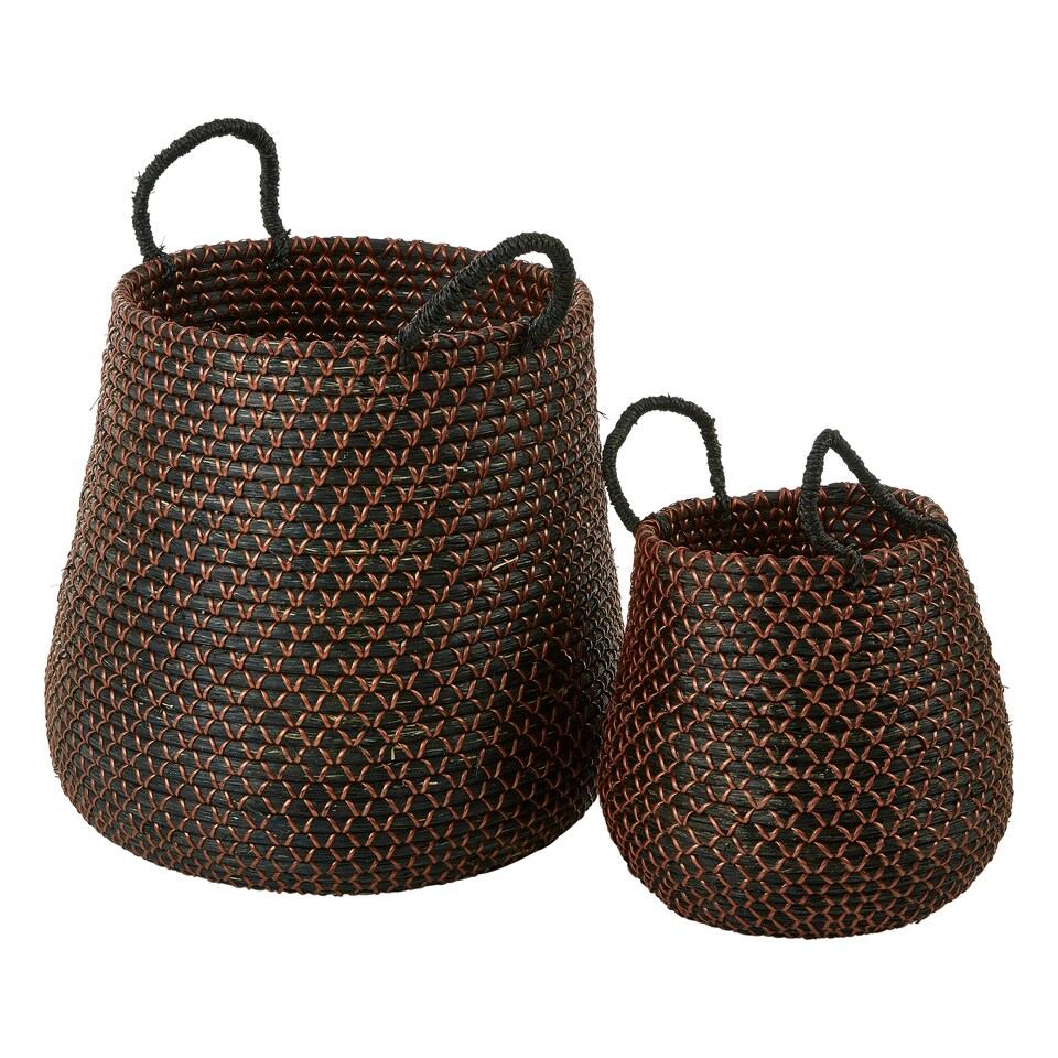 image 1 of Bora Set of 2 Round Storage Baskets Black
