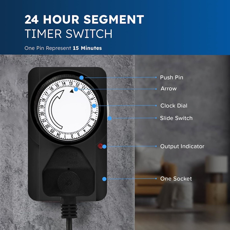 image 1 of Desiretech Plug In 24 Hour Segment Timer Switch for Mains Sockets