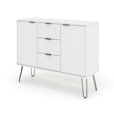Augusta White, Medium Sideboard With 2 Doors, 3 Drawers White