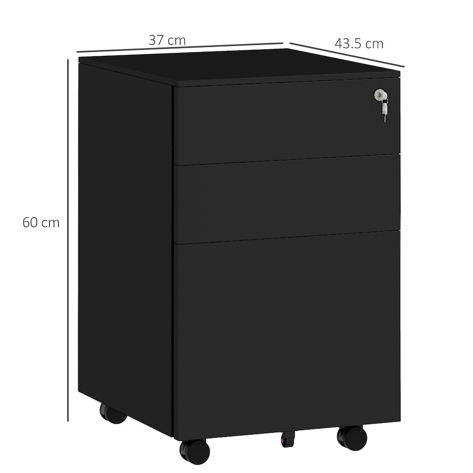 image 1 of Vinsetto File Cabinet with Lock Hanging Bar for Letter A4 Legal Size Black