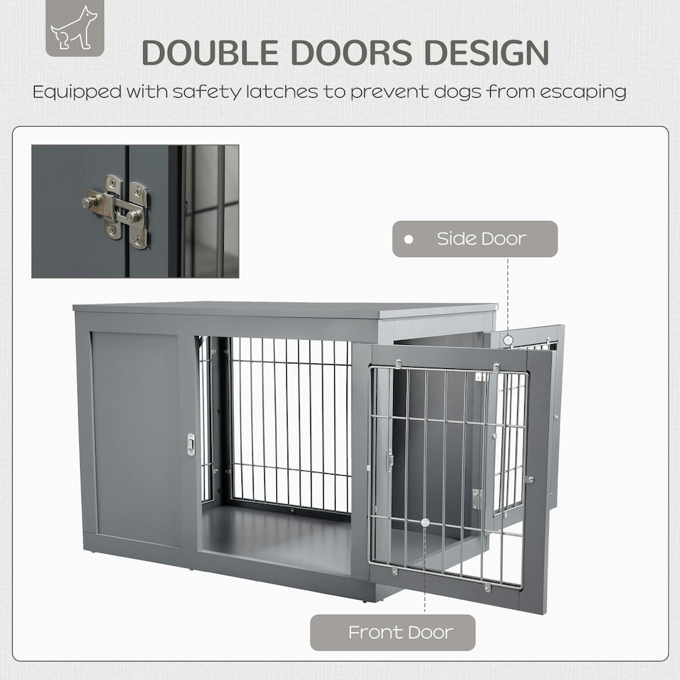 image 1 of PawHut Furniture-Style Dog Crate w/ Two Lockable Doors, for Small & Medium Dogs