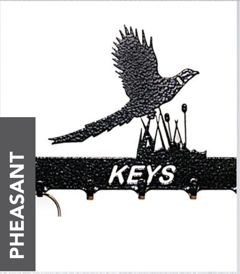 Poppyforge Pheasant Key Holder - Rack - Solid Steel - W15 x H9 cm in Black