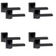 image 1 of Golden Grace 4 Pairs Rose Zeta Design Door Handles Lever Latch on Square Backplate in Matt Black Finish Black