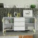 image 6 of Bold sideboard 140cm white ribbed fronts gold accents White