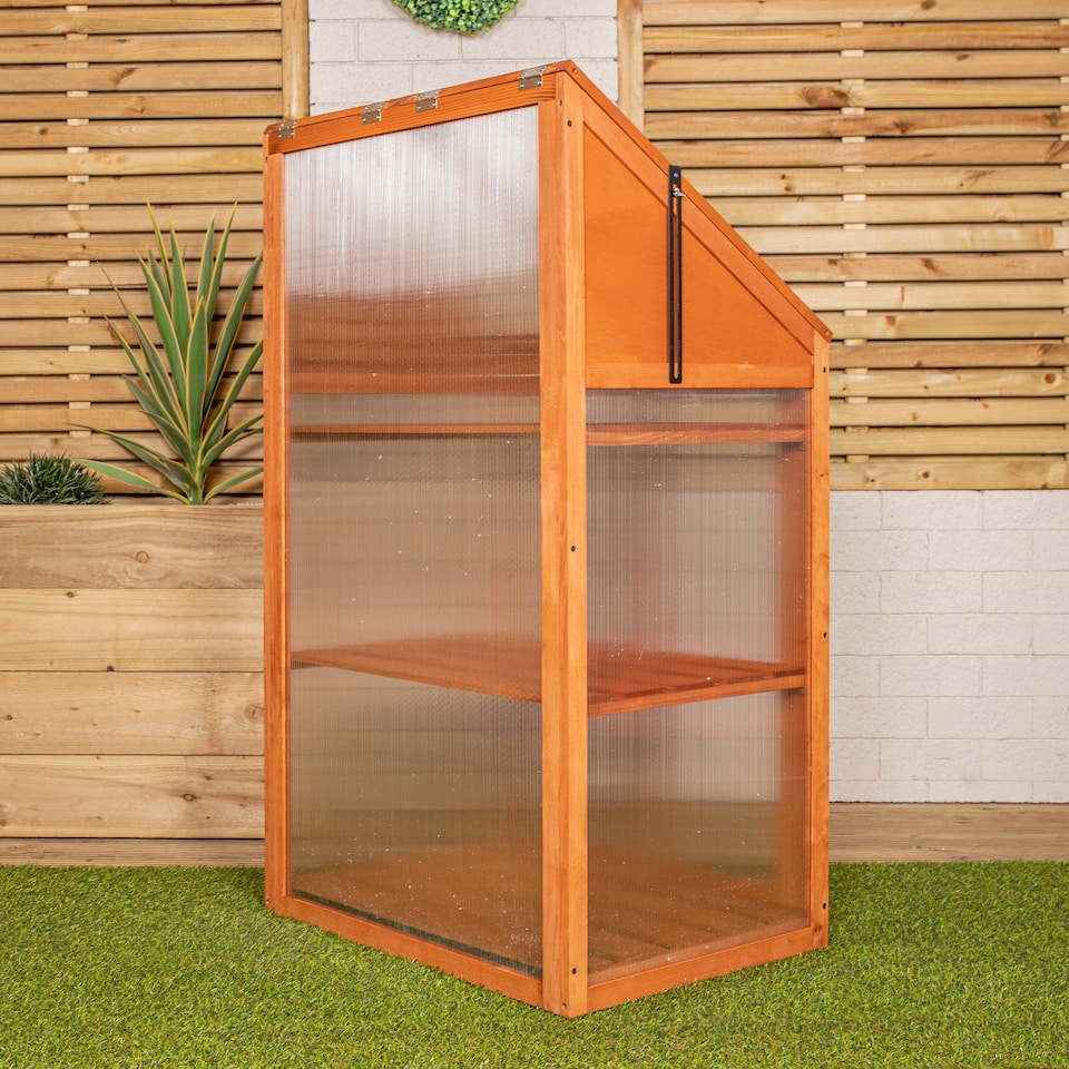 image 1 of Samuel Alexander Wooden Mini Greenhouse Cold Frame - Small Greenhouse H120 x W69 x D49cm