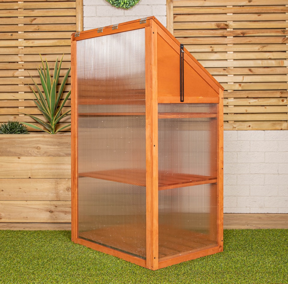image 1 of Samuel Alexander Wooden Mini Greenhouse Cold Frame - Small Greenhouse H120 x W69 x D49cm