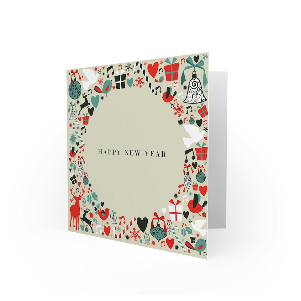 image 1 of Festive Christmas Circle Pattern New Year Card