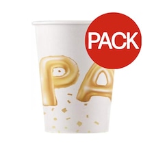 Procos Paper Party Cup (Pack of 8) - White/Gold - One Size