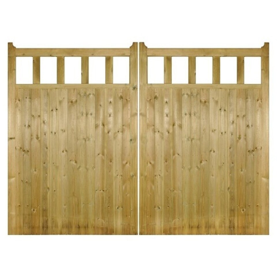 image 1 of Quorn Tall Double Garden Gate - Pressure Treated Scandinavian Redwood - W3000 x H1800 mm Brown
