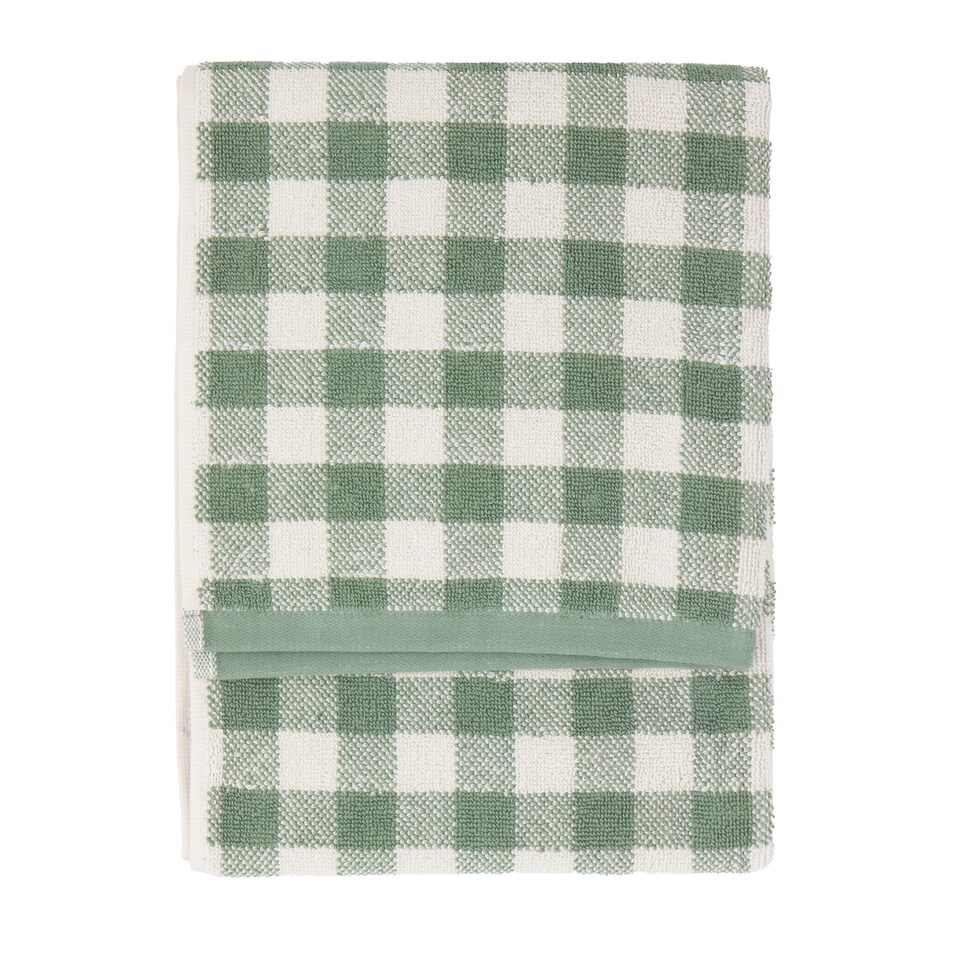 image 1 of Yard Barton Gingham 100% Cotton Check Hand Towel, Forest