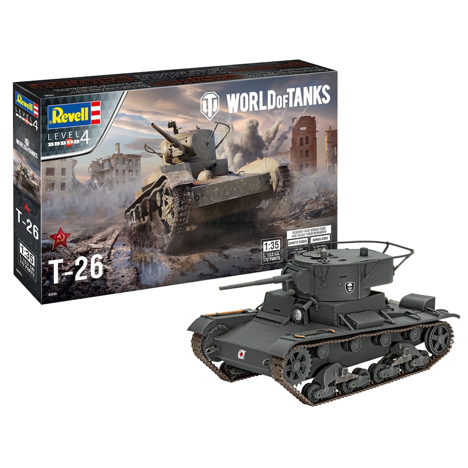 image 1 of Revell World of Tanks T-26 Tank Model Kit Scale 1-35