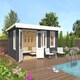 image 3 of Baruda 53-Log Cabin, Wooden Garden Room, Timber Summerhouse, Home Office - L570 x W415 x H222.3 cm Brown