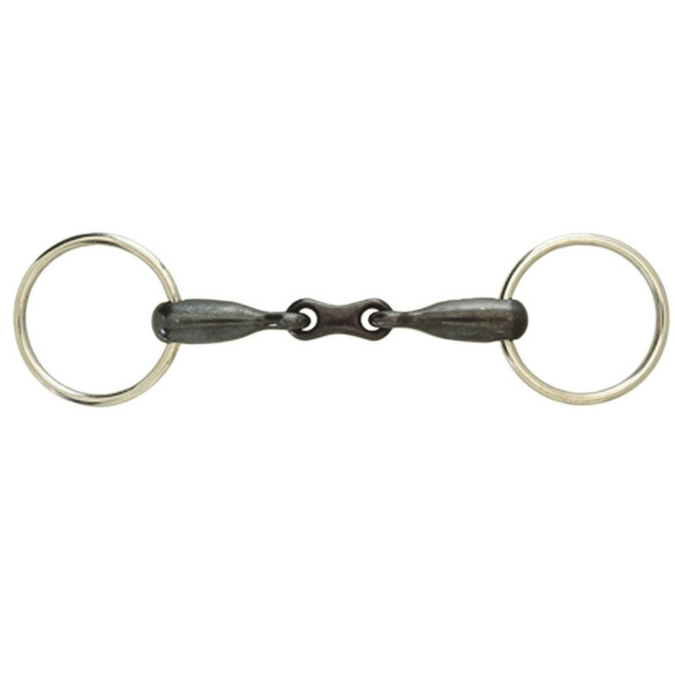 Korsteel Sweet Iron French Link Loose Ring Snaffle Bit - Black - 6in