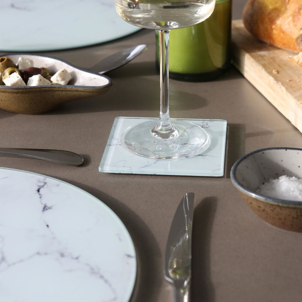 image 1 of Harbour Housewares Square Glass Coasters - Marble - Pack of 6
