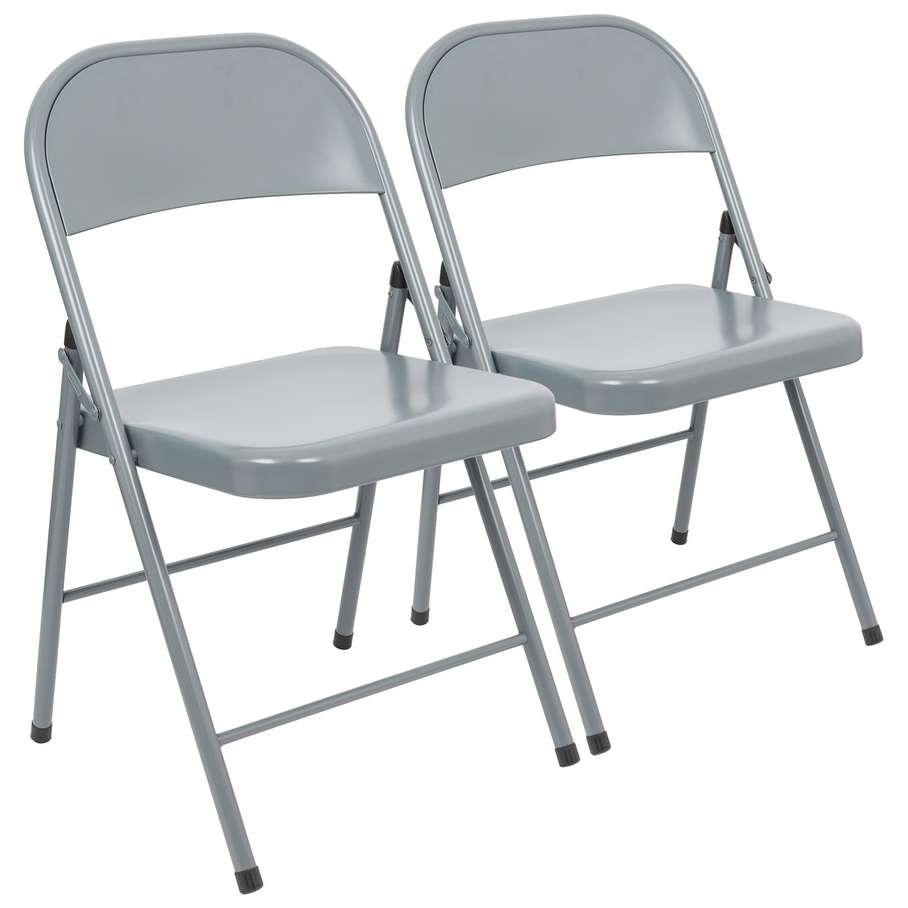 Harbour Housewares Metal Folding Chairs - Matt Grey - Pack of 2