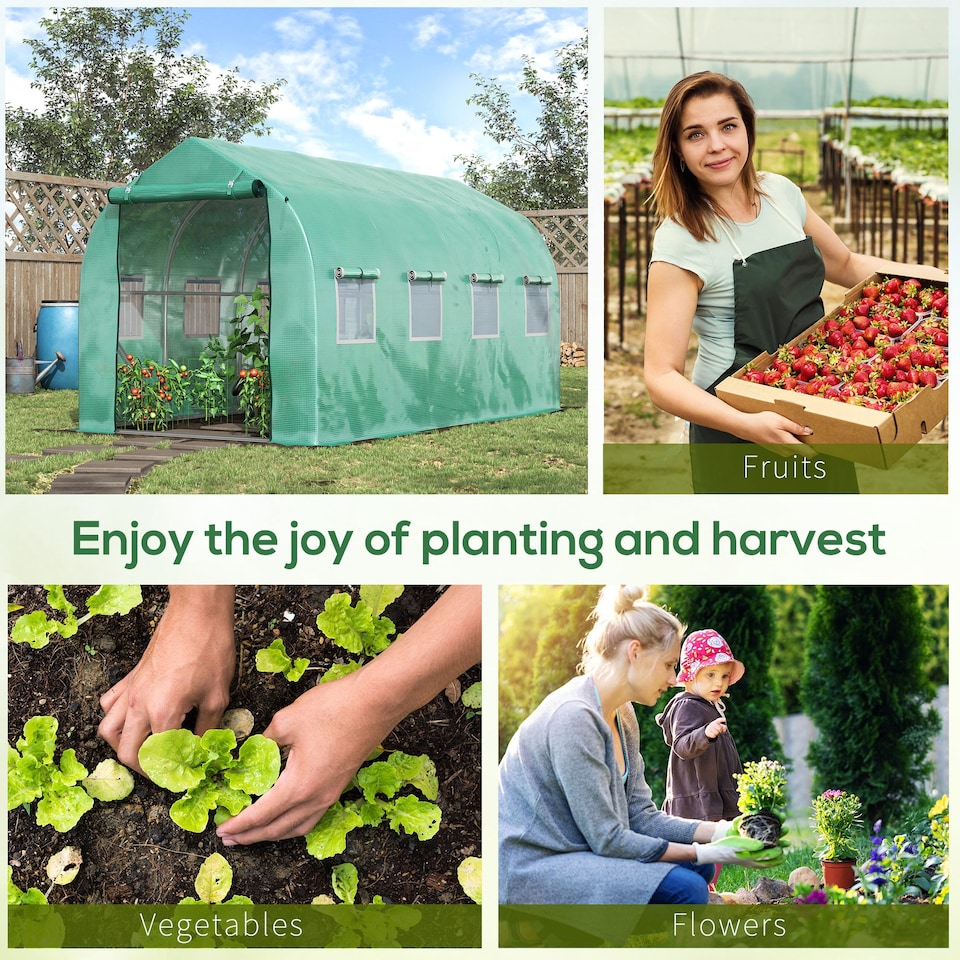 image 1 of Outsunny 4 x 2 M Walk in Polytunnel Greenhouse Galvanised Steel w Zipped Door