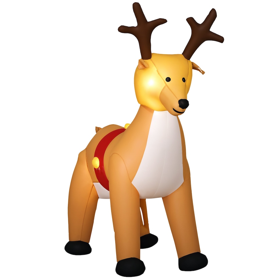 image 1 of HOMCOM 6ft Christmas Inflatable Reindeer Decoration Xmas Indoor Outdoor Fun w Lights Accessories Holiday Blow Up Decor Animal