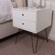image 1 of Options Telford 2 Drawer Bedside Cabinet - Contemporary Painted Nightstand with Metal Hairpin Legs | White | White | One Size | 1