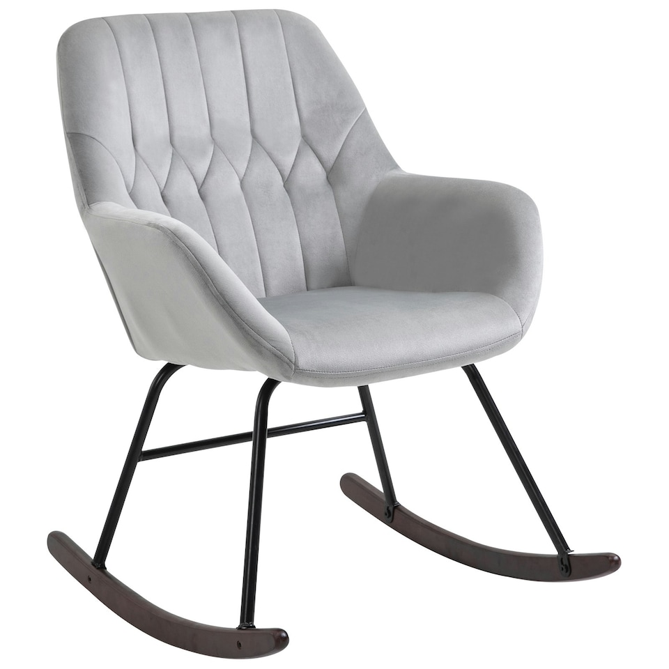 image 1 of HOMCOM Modern Rocking Armchair with Metal Frame, Sponge Padded, Grey