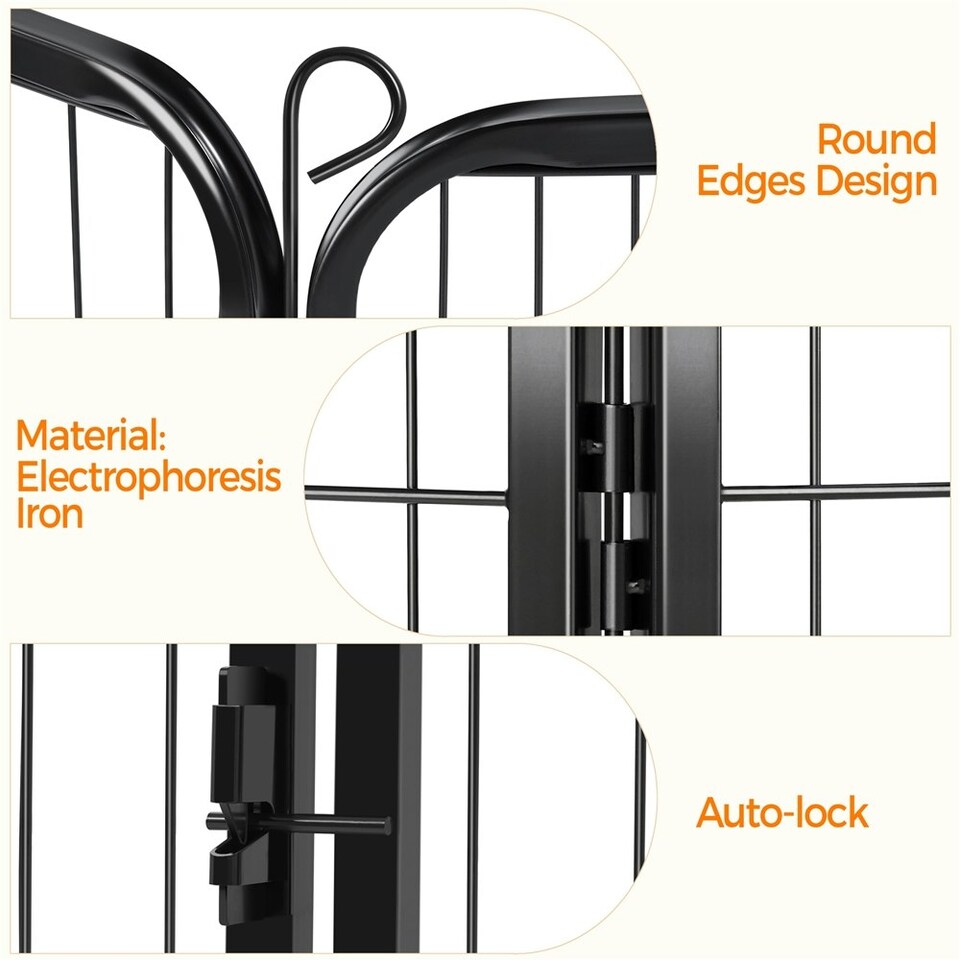 image 1 of Yaheetech 12 Metal Dog Playpen Panels, 80 × 80 cm Black