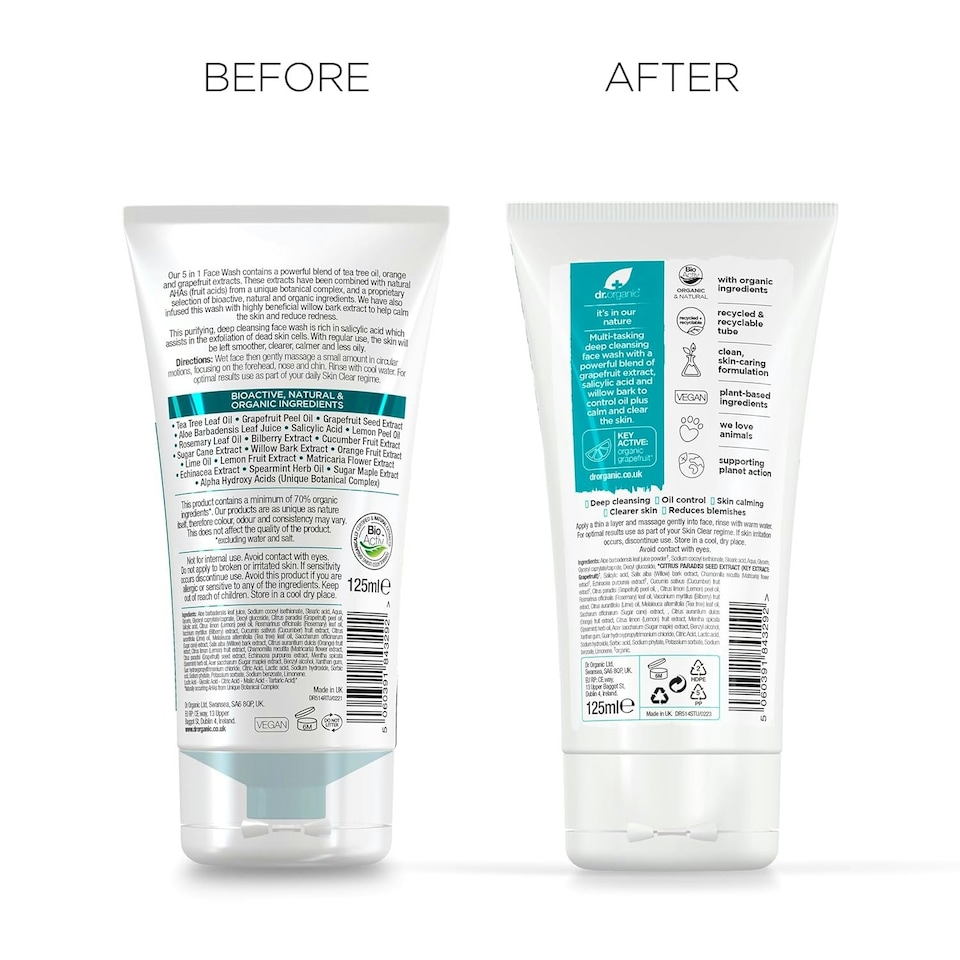 image 1 of Dr Organic Skin Clear Organic Tea Tree Deep Pore Cleansing Face Wash