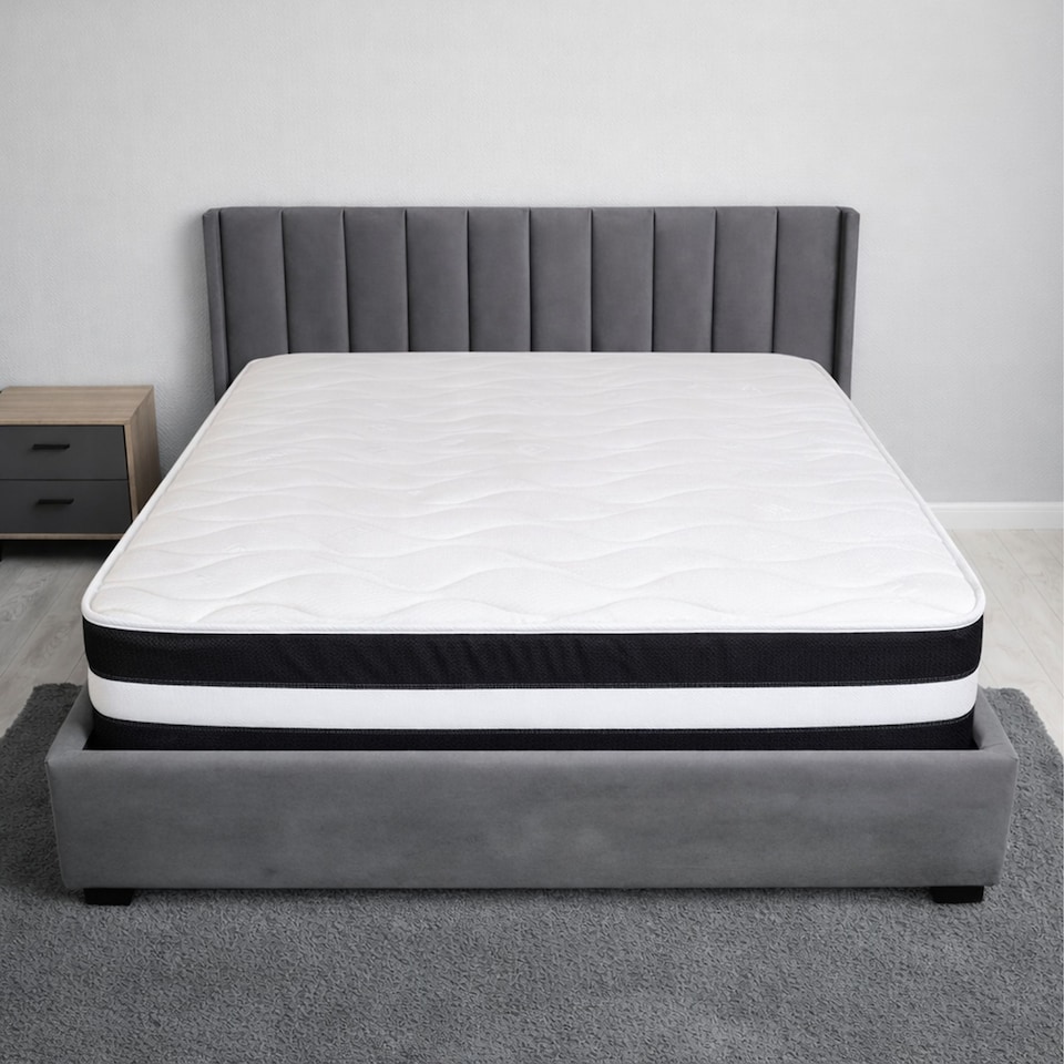 image 1 of 8 Inch Deep Black and White 3D Airflow Micro Quilted Foam Free Mattress | Black | King