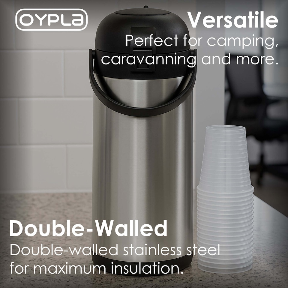 image 1 of 5L Stainless Steel Airpot Insulated Vacuum Thermal Flask Jug