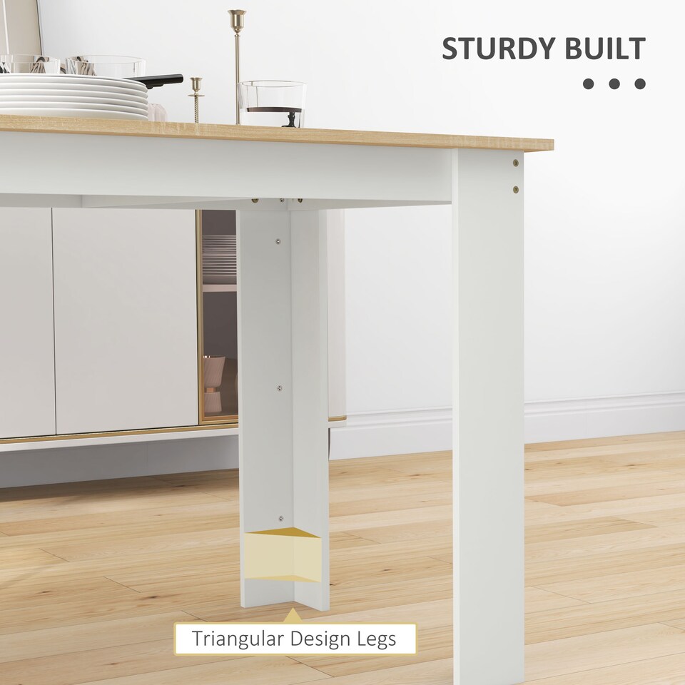 image 1 of HOMCOM Dining Table for 4-6 People, Wood Effect Tabletop
