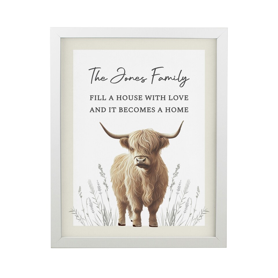 image 1 of Personalised Highland Cow White Poster Frame White | One Size