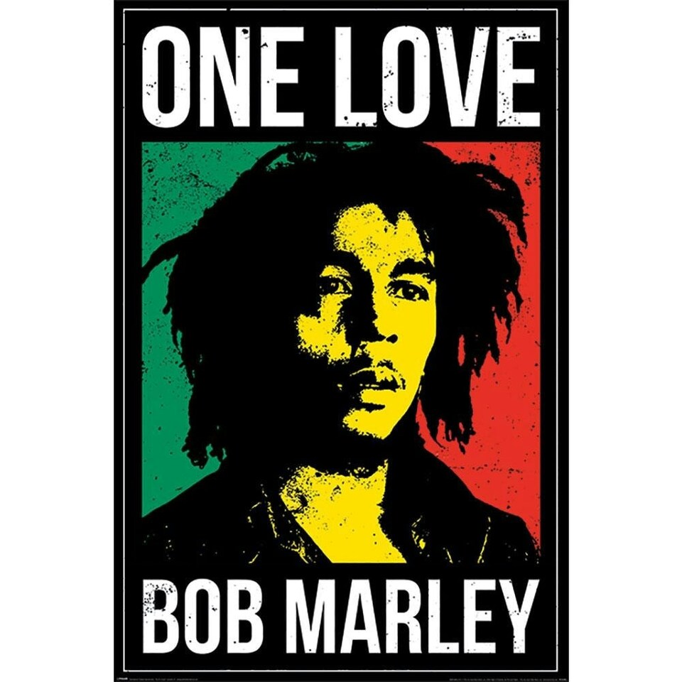 Bob Marley One Love Poster - Black/White/Yellow - 61cm x 91cm