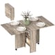 image 2 of HOMCOM Folding Dining Table, Drop Leaf Table with 2-Tier Shelves, Rolling Casters, for Small Spaces, Kitchen, Grey