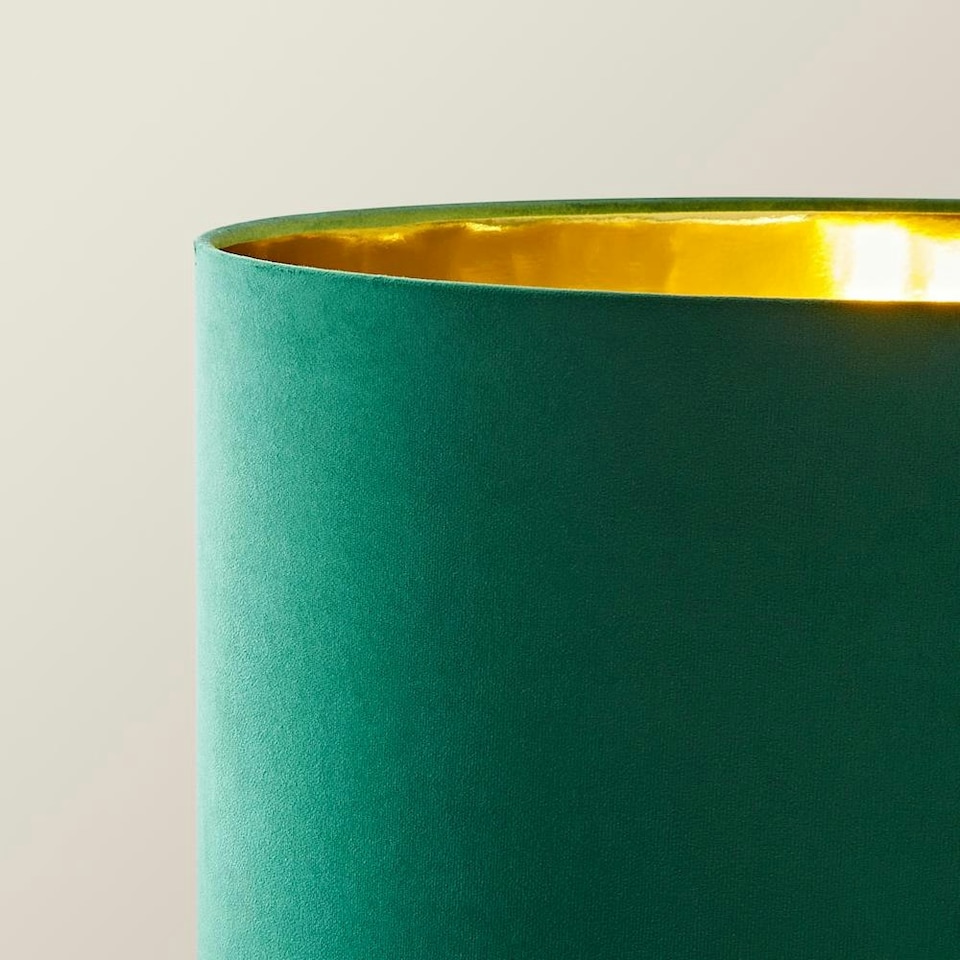 image 1 of ValueLights Charlie Gold Floor Lamp Green Velvet Gold Shade | Gold