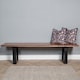 image 2 of Solid Mango Wooden Live Edge Dining Hall Shoe Bench  Dark Oak Finish Metal 45cm High x 155cm Wide x 40cm Deep