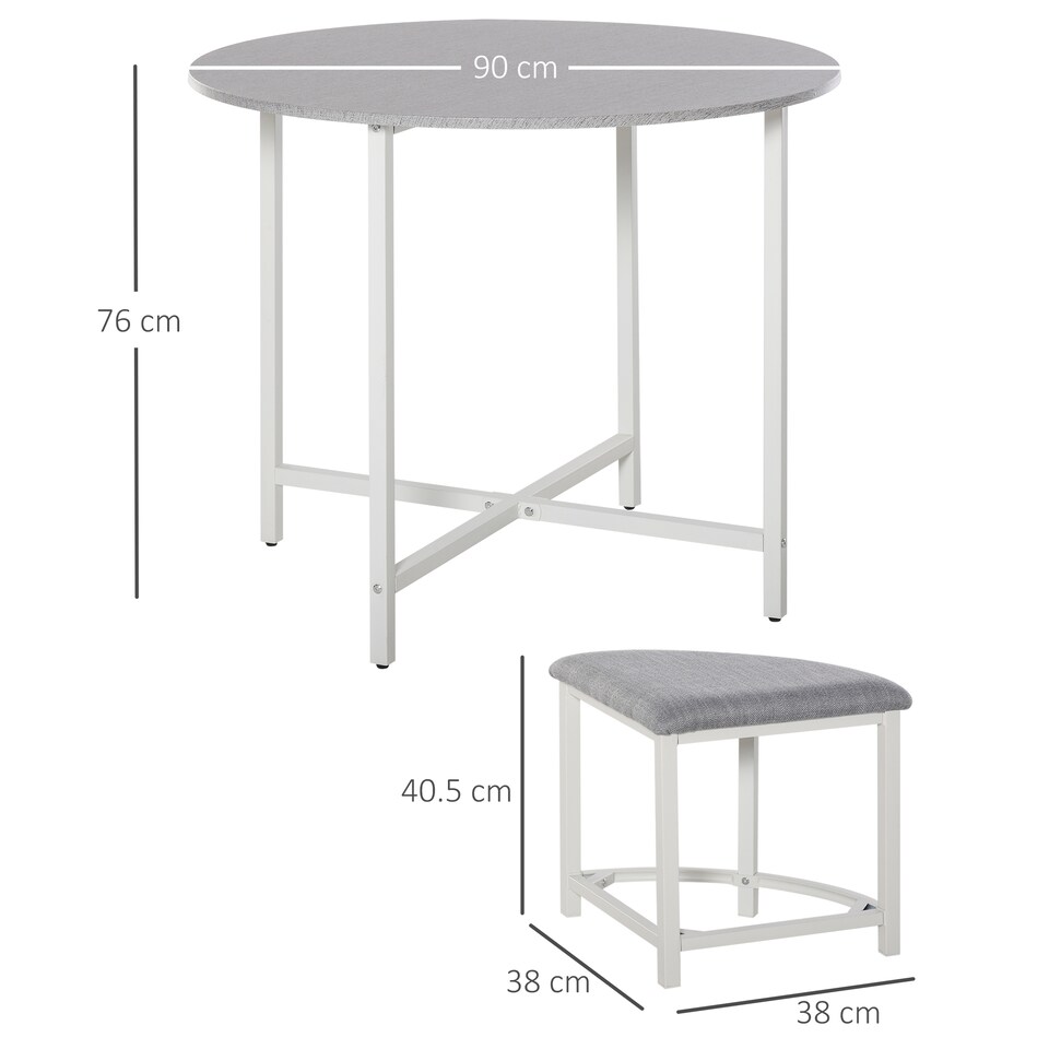 image 1 of HOMCOM Modern Round Dining Table Set with 4 Upholstered Stools for Dining Room, Kitchen, Dinette