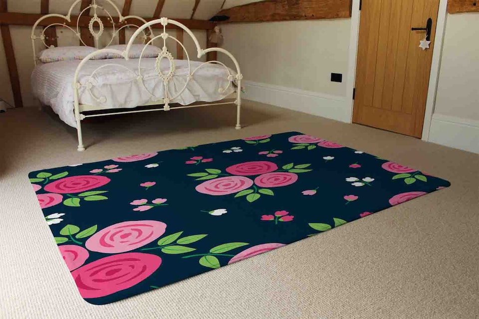 image 1 of Rose Bud Pattern Rug | Multi