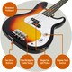 image 8 of 3rd Avenue Electric Bass Guitar Pack with Amp Orange