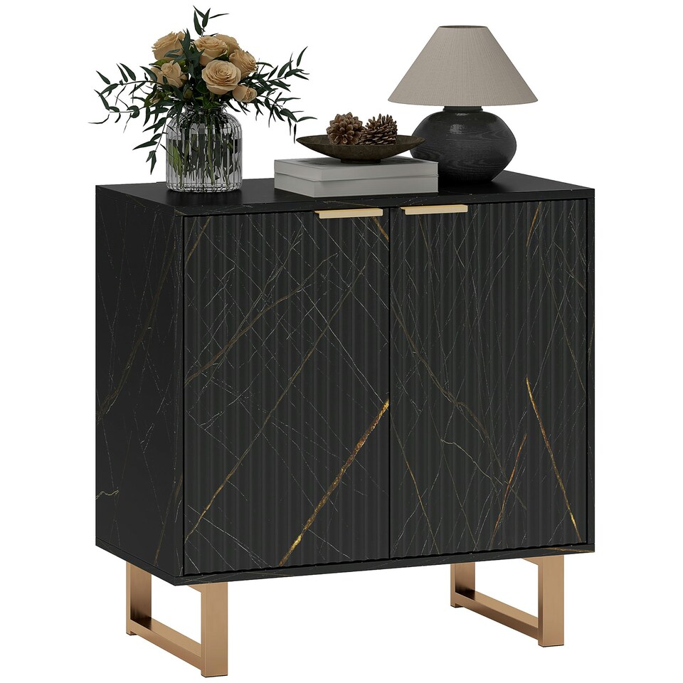 image 1 of HOMCOM Sideboard, Buffet Cabinet with 2 Doors and Adjustable Shelves, Black Black