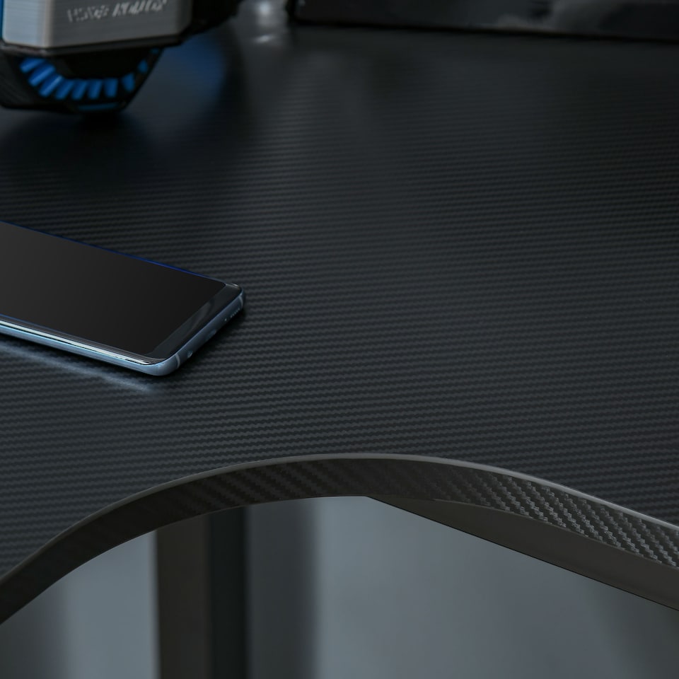 image 1 of HOMCOM L-Shaped Gaming Desk, Computer Corner Desk, Home Office Workstation with Cable Management, 145 x 81 x 76cm, Black, Left