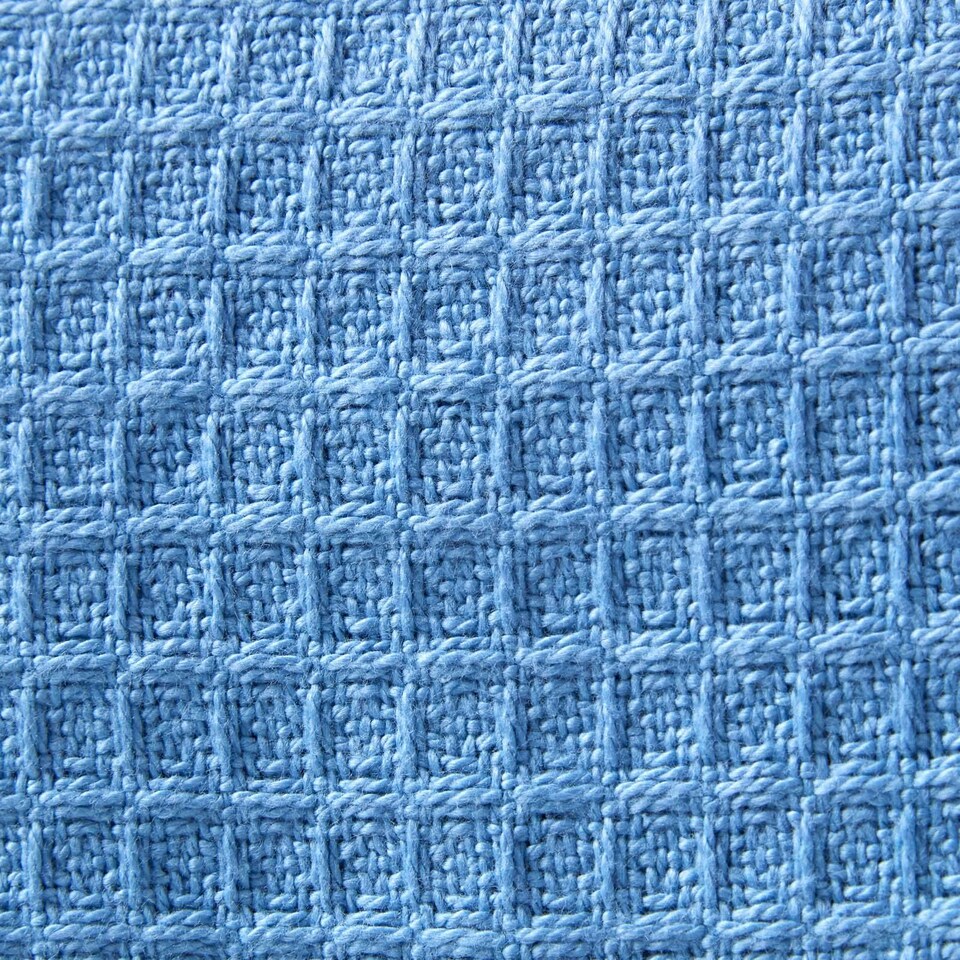 image 1 of Homescapes Organic Cotton Waffle Baby Blanket Blue - 90 x 112 cm