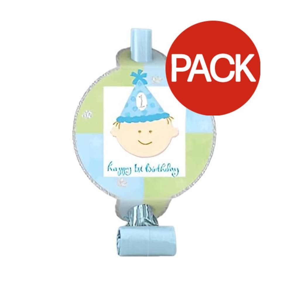 Amscan Boy First Birthday Noisemaker (Pack of 8) - Blue/Green/White - One Size
