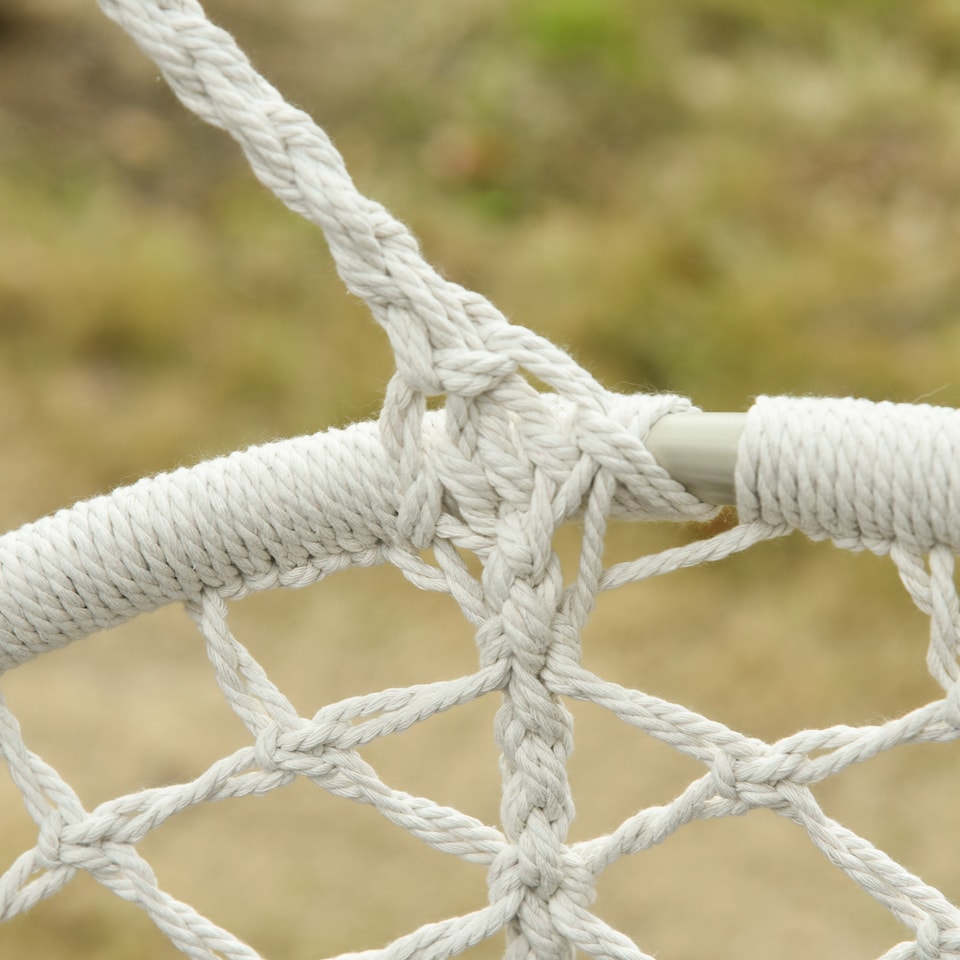 image 1 of Outsunny Hanging Hammock Chair Macrame Seat for Patio Garden Yard Cream White | Cream