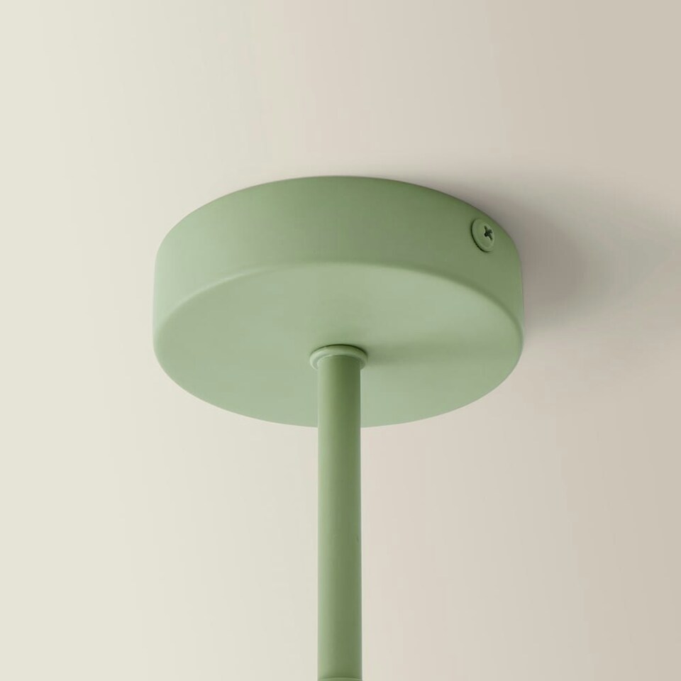 image 1 of ValueLights Marlow Sage Green Opaque Glass Globe 3 Arm Ceiling Light with LED Bulbs