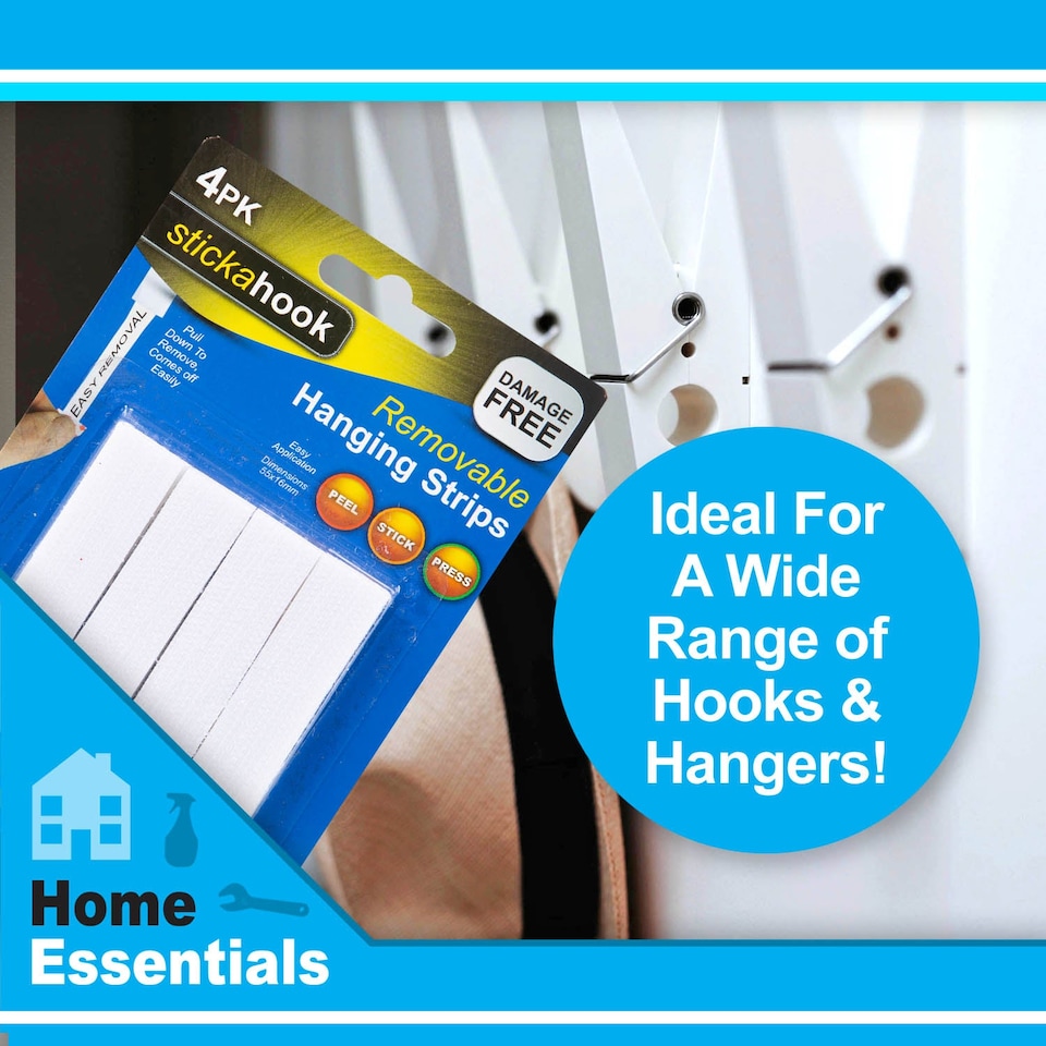 image 1 of VFM e-Store Removable Picture Hanging Hooks, Pack of 4, No Damage