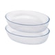 image 1 of Argon Tableware Optical Oval Glass Oven Dishes - 26cm x 17cm - Pack of 2 | Clear | Clear | 26cm x 17cm