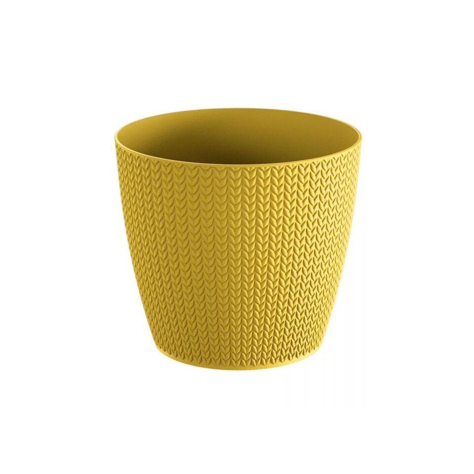 image 1 of WHEATY Round Flower Pot - 13.8x15.7x15.7cm | Yellow | Yellow & Set of 1 | 1
