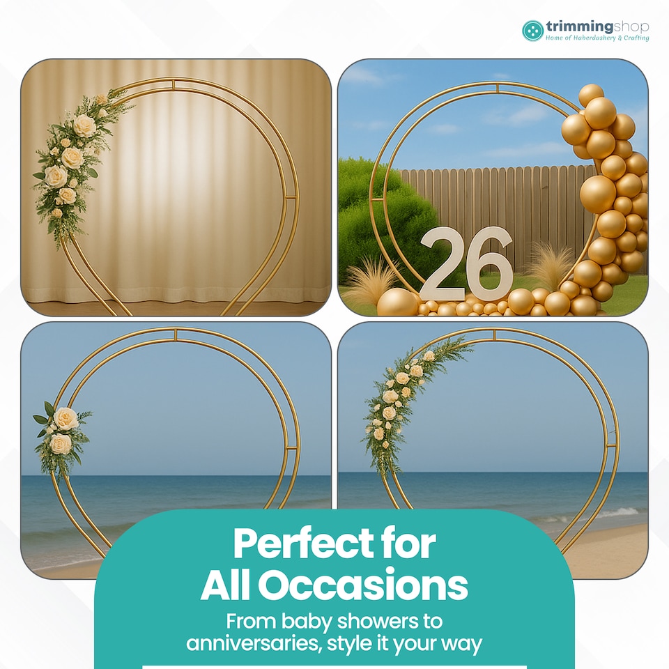 image 1 of Dual Circle Arch Stand Party Background Decoration, Garden Arbors - 260x220cm