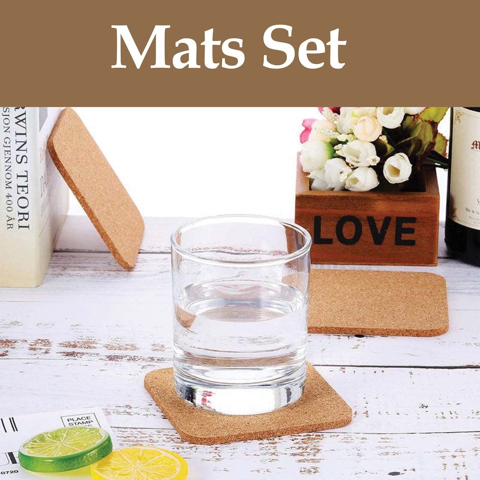 image 1 of Apollo Square Cork Coaster Set Of 6 Heat Resistant Drink Coasters 10cm Natural Cork Round Edge Table Protects Home Kitchen Use