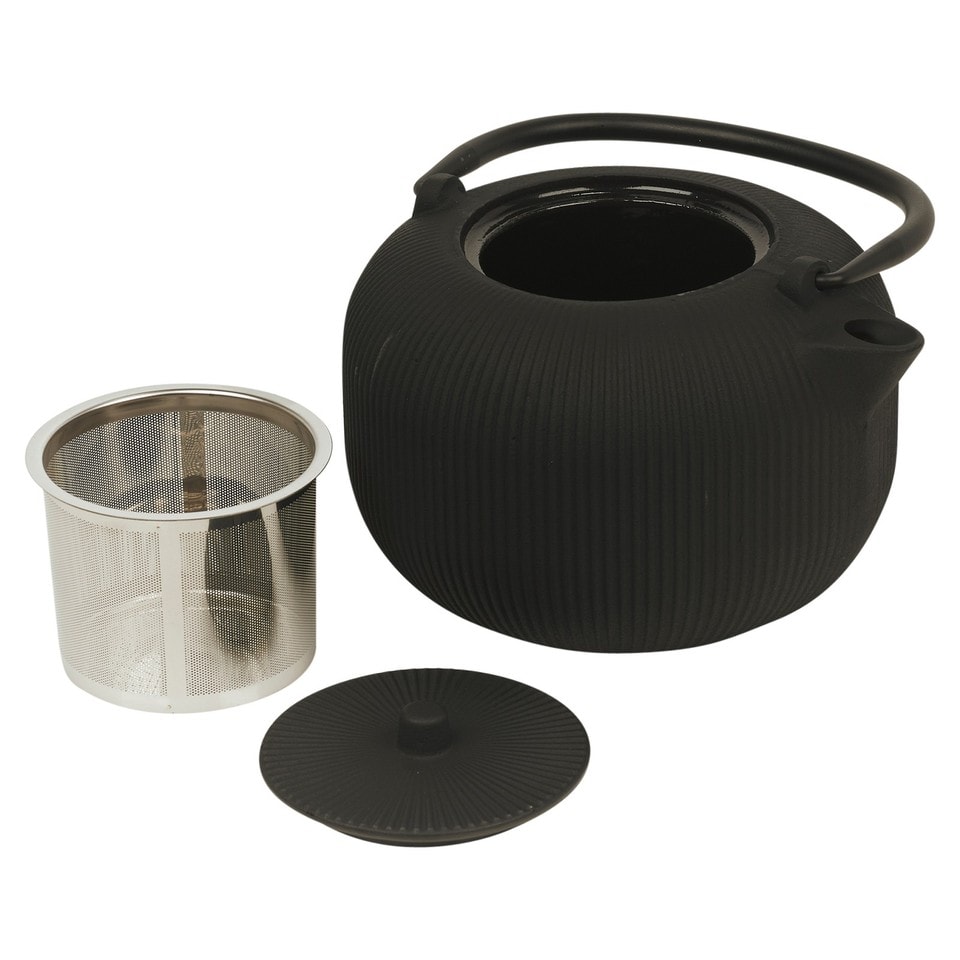 image 1 of 1L Cast Iron Authentic Japanese Kettle Teapot with Stainless Steel Infuser Filter | Black | Black | 1